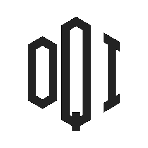 Diseño del logotipo de OQI Letra inicial Logotipo del monograma OQI con forma de hexágono