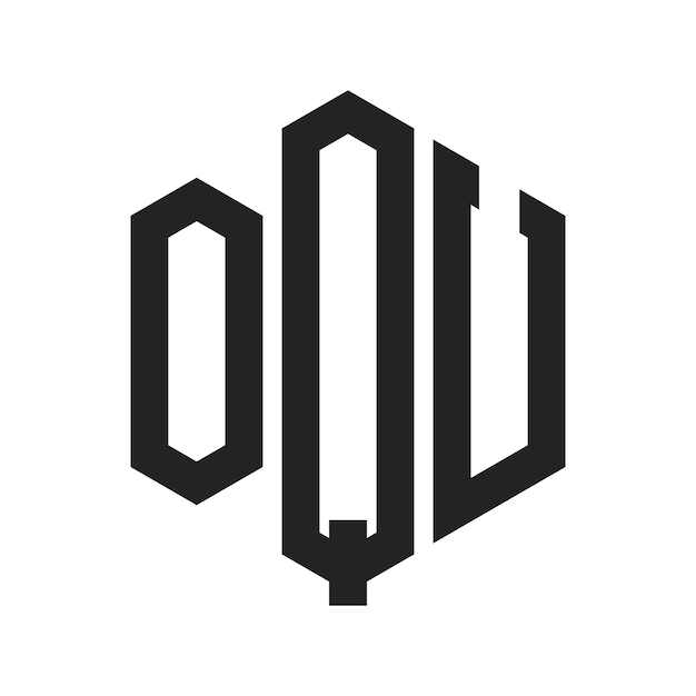 Diseño del logotipo OQU Letra inicial OQU Monograma Logotipo con forma de hexágono