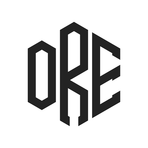 Diseño del logotipo de ORE Letra inicial ORE Monograma Logotipo con forma de hexágono