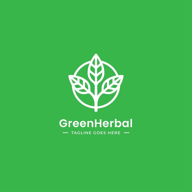 Diseño de logotipo orgánico natural de triple hoja en contorno