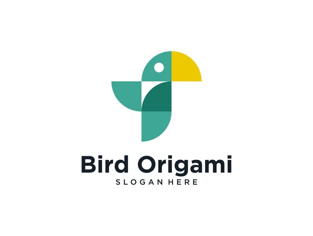 Diseño de logotipo de origami de pájaro moderno