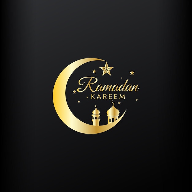 Diseño de logotipo de oro islámico árabe Diseño de Ramadan Kareem Diseño de icona de mezquita Luna creciente Diseño vectorial