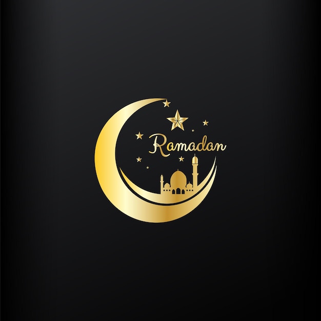 Diseño de logotipo de oro islámico árabe Diseño de Ramadan Kareem Diseño de icona de mezquita Luna creciente Diseño vectorial