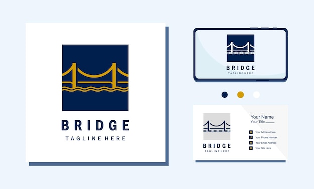 Diseño de logotipo de oro minimalista de arte de línea de puente
