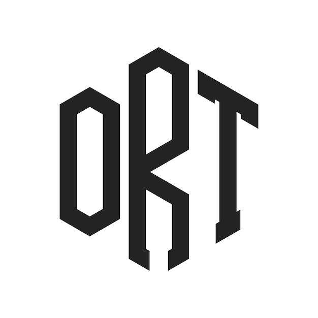 Diseño del logotipo de ORT Letra inicial ORT Monograma Logotipo con forma de hexágono
