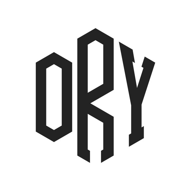 Diseño del logotipo ORY Letra inicial ORY Monograma Logotipo con forma de hexágono