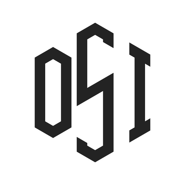 Diseño del logotipo OSI Letra inicial Logotipo del monograma OSI con forma de hexágono