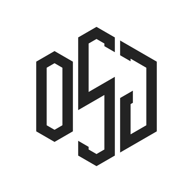 Diseño del logotipo de OSJ Letra inicial Logotipo del monograma de OSJ con forma de hexágono