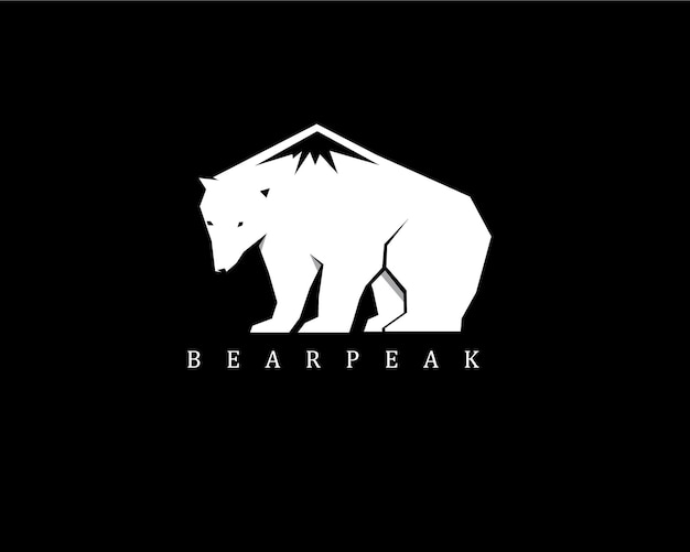 Diseño del logotipo del oso blanco y negro Ilustración vectorial