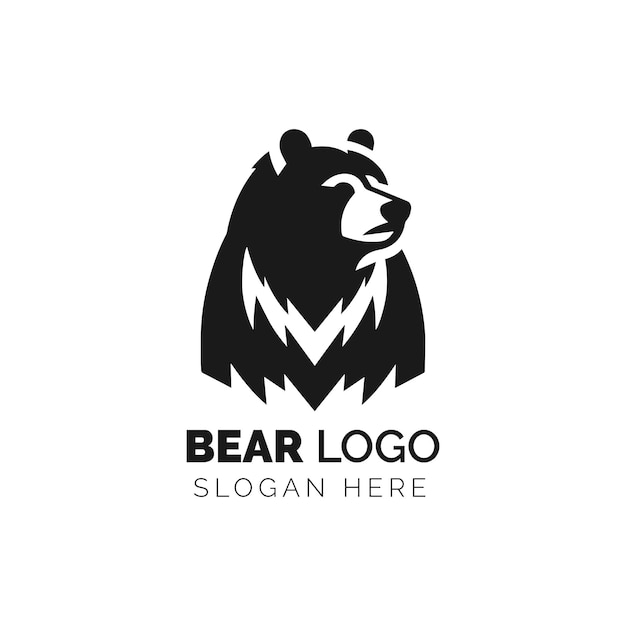 Diseño del logotipo del oso en blanco y negro