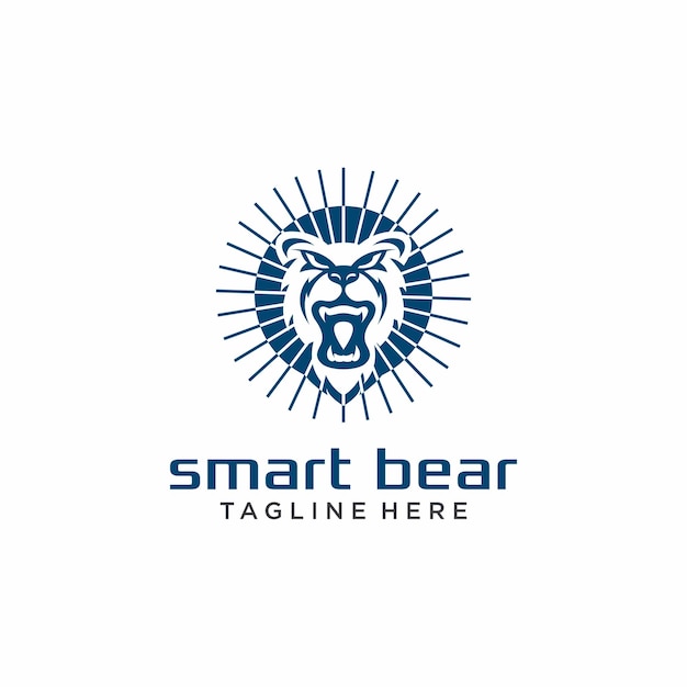 Diseño de logotipo de oso inteligente moderno,