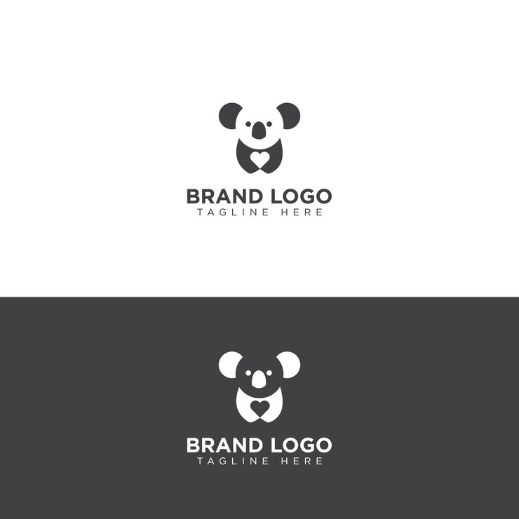 Diseño del logotipo del oso Koala, logotipo del oso con amor