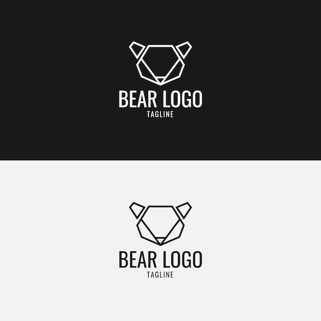 Diseño de logotipo de oso mínimo en blanco y negro