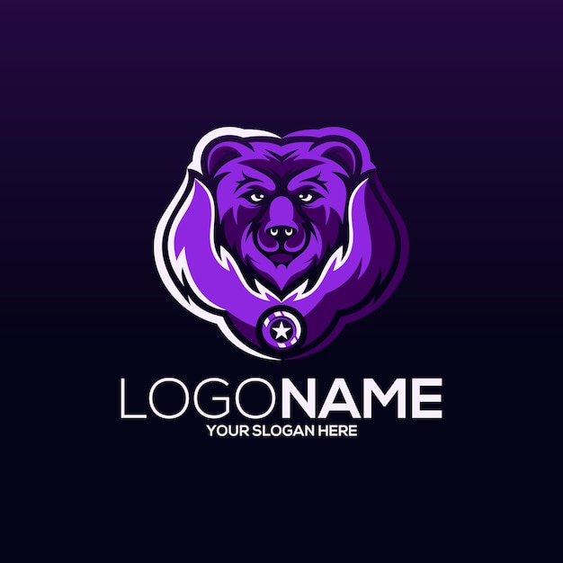 Vector diseño de logotipo de oso