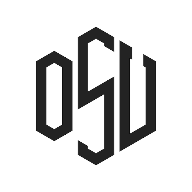 Diseño del logotipo de OSU Letra inicial Logotipo del monograma de OSU usando forma de hexágono