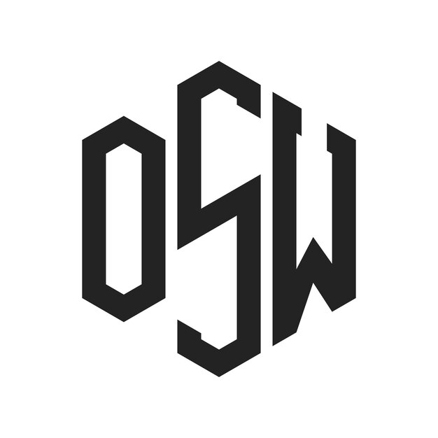 Diseño del logotipo de OSW Letra inicial Logotipo del monograma de OSW con forma de hexágono