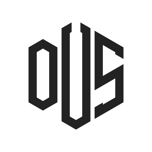 Diseño del logotipo OUS Letra inicial OUS Monograma Logotipo con forma de hexágono