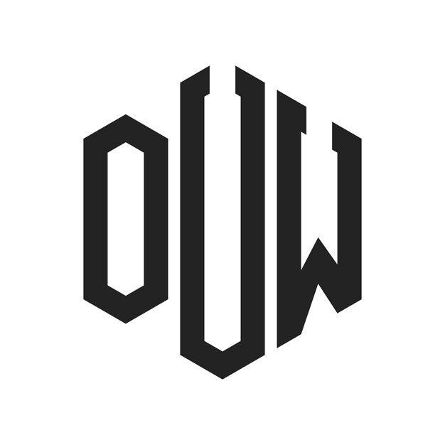 Diseño del logotipo de OUW Letra inicial OUW Monograma Logotipo con forma de hexágono