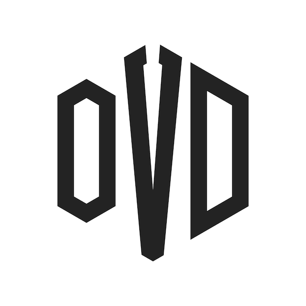 Diseño del logotipo OVD Letra inicial OVD Monograma Logotipo con forma de hexágono