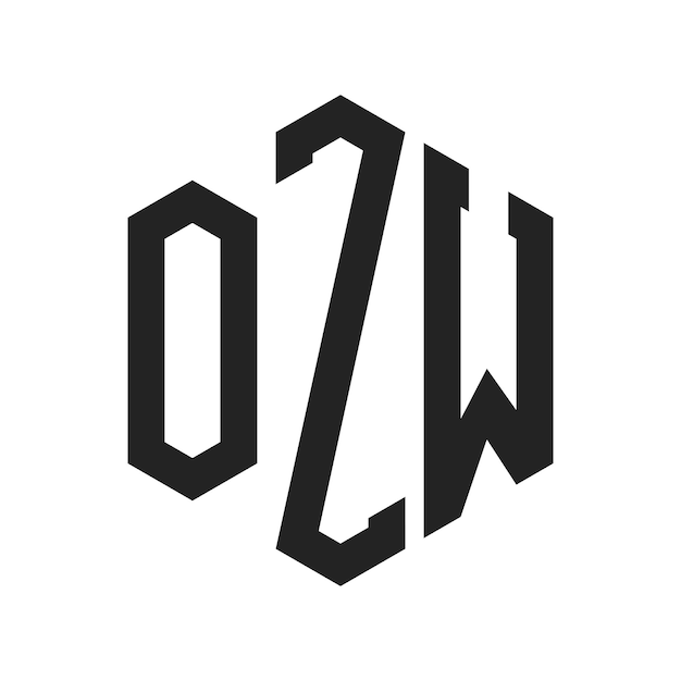 Diseño del logotipo de OZW Letra inicial OZW Monograma Logotipo con forma de hexágono