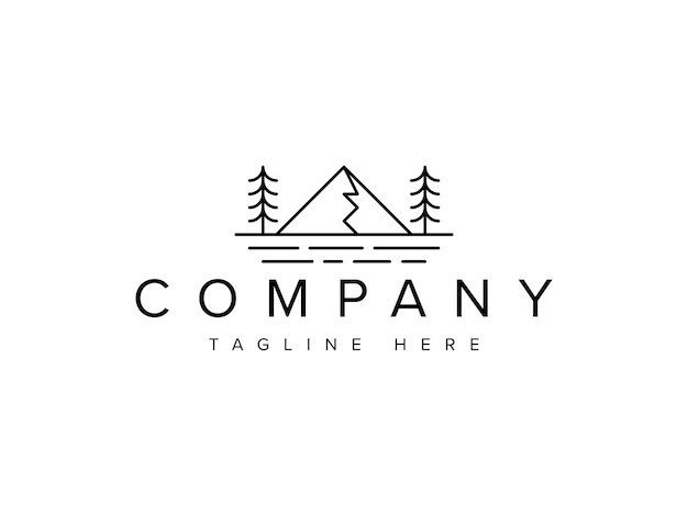 diseño de logotipo de paisaje de aventura de logotipo de línea de naturaleza al aire libre