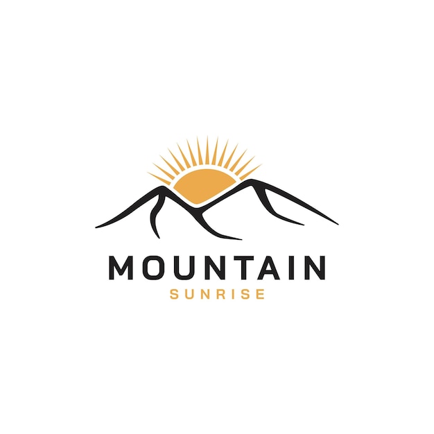 Diseño de logotipo de paisaje de montaña con ilustración de vector de estilo minimalista