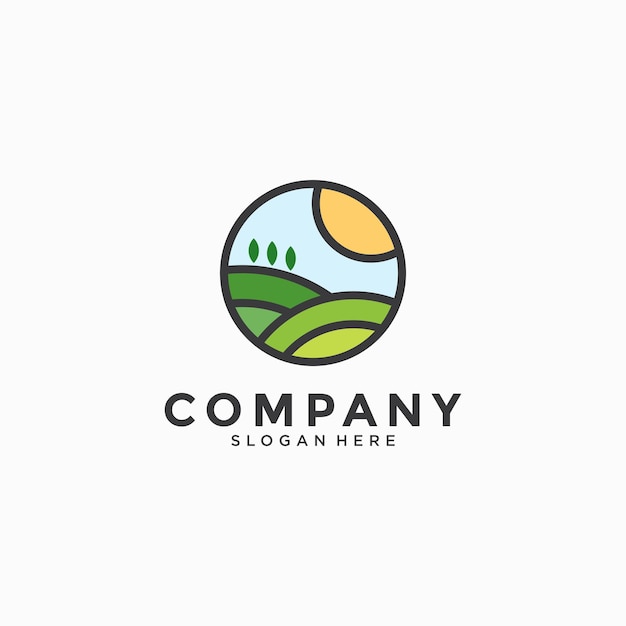 diseño de logotipo de paisaje de silueta