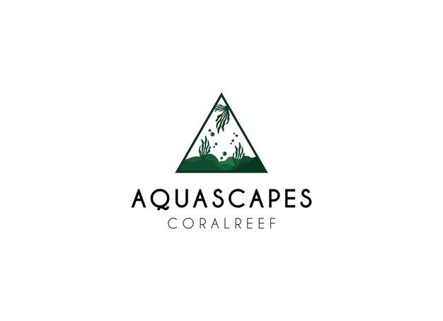 Diseño de logotipo de paisajes acuáticos de coral Logotipo de paisajes acuáticos minimalistas