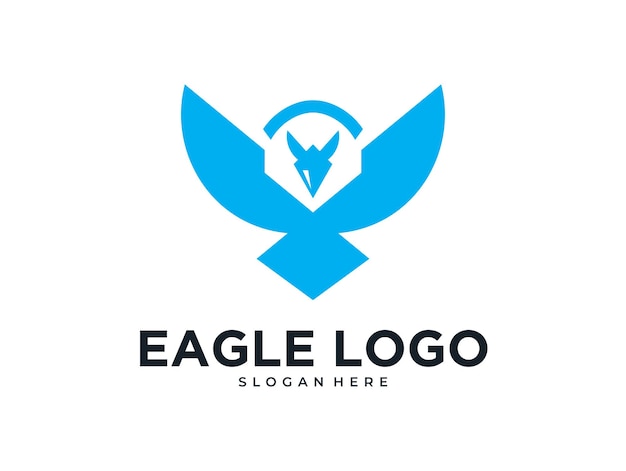 Diseño de logotipo de pájaro águila azul