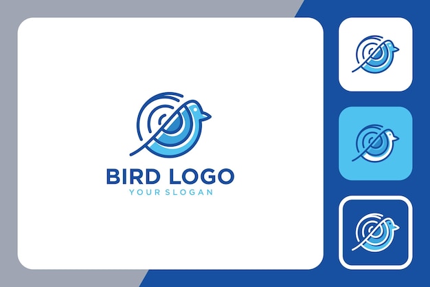 Diseño de logotipo de pájaro con arte lineal moderno