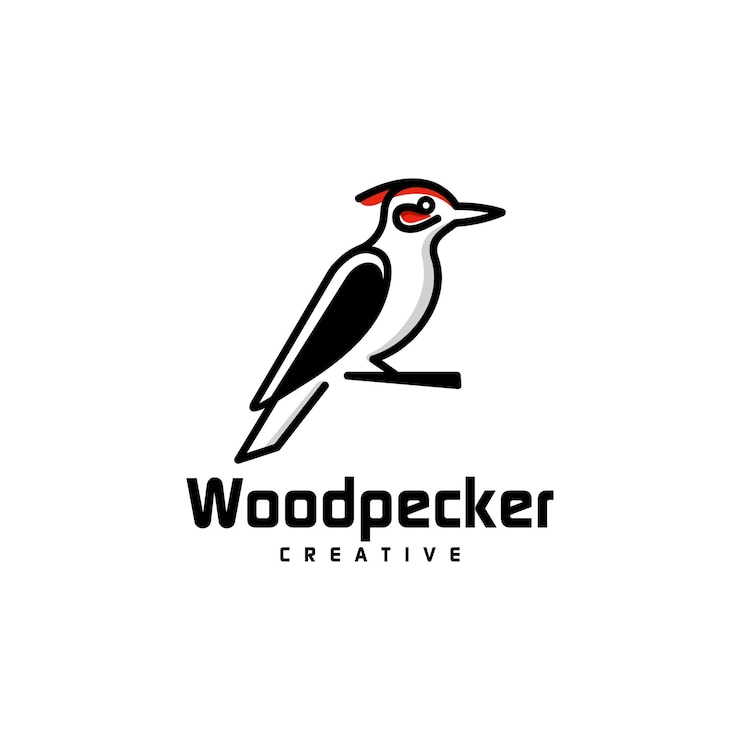 Vector diseño del logotipo del pájaro carpintero