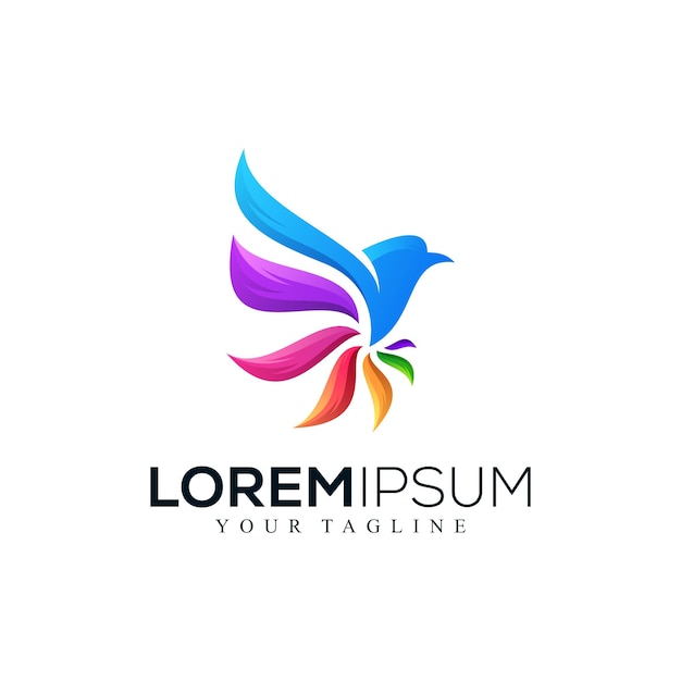 Diseño de logotipo de pájaro colorido abstracto