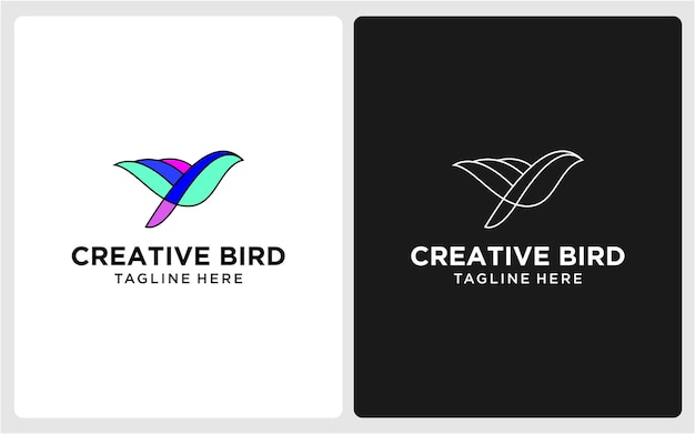 DISEÑO DE LOGOTIPO DE PÁJARO CREATIVO LÍNEA MODERNA ABSTRACTO 4