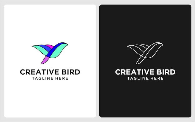 Diseño de logotipo de pájaro creativo línea moderna abstracto 4