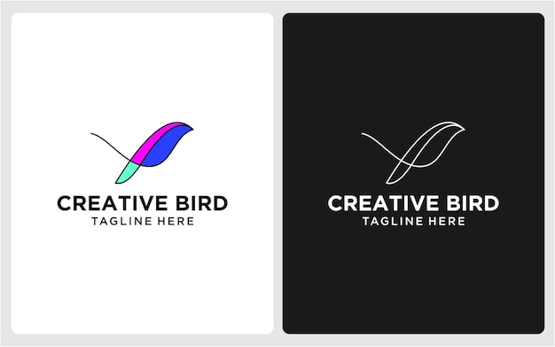 Diseño de logotipo de pájaro creativo línea moderna resumen