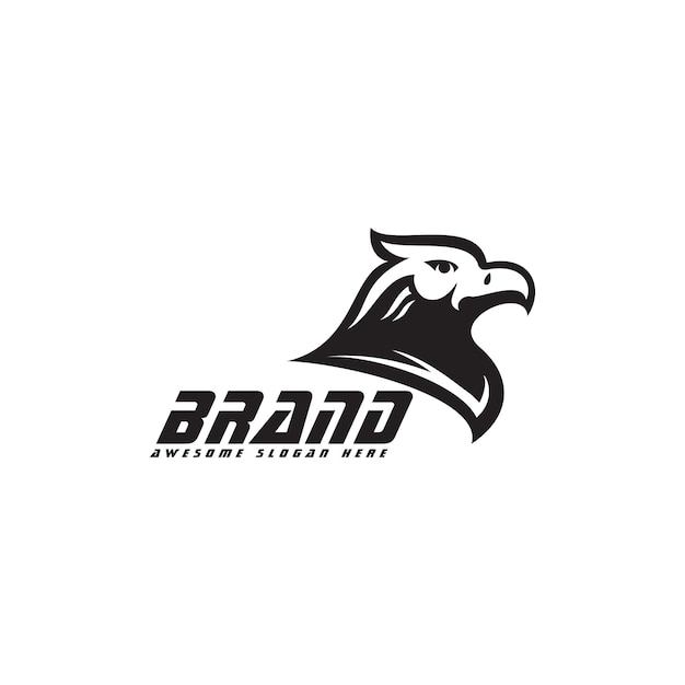 Diseño de logotipo de pájaro creativo simple concepto de logotipo de águila en blanco y negro vector de silueta de halcón o halcón