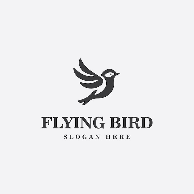 diseño del logotipo del pájaro en estilo monocromático en blanco y negro