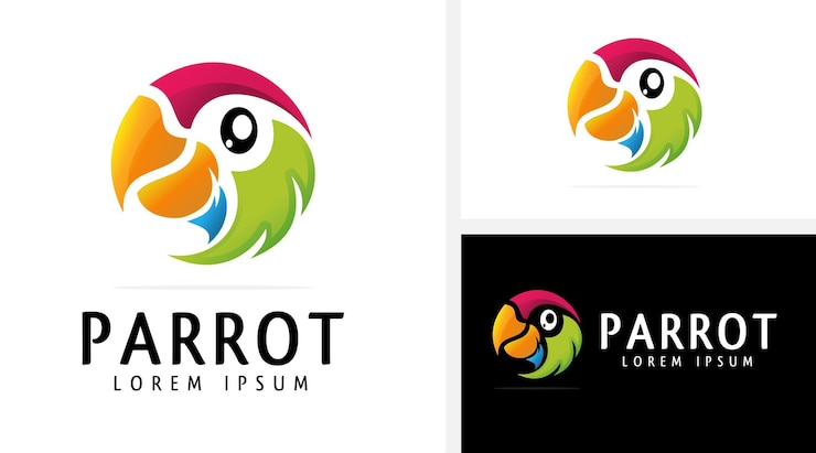 Vector diseño de logotipo de pájaro moderno plantilla de mascota de icono de vector de logotipo de loro de pájaro azul