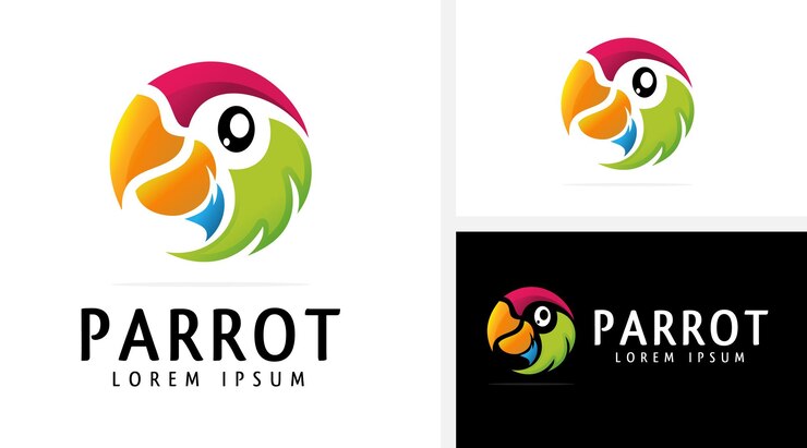 Vector diseño de logotipo de pájaro moderno plantilla de mascota de icono de vector de logotipo de loro de pájaro azul