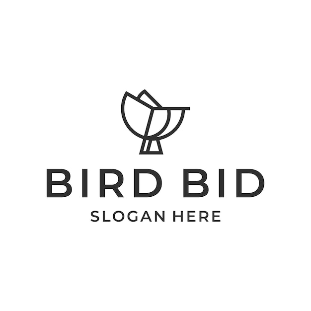 Diseño de logotipo de pájaro monoline simple