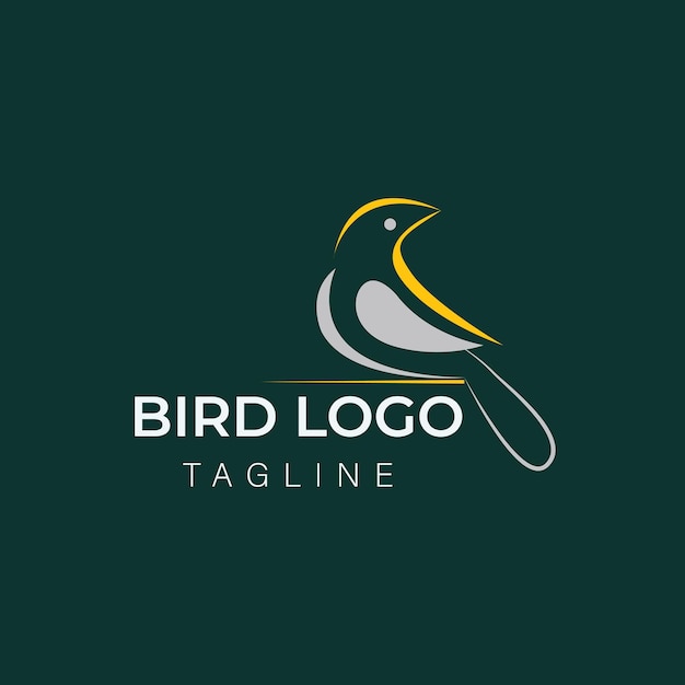 Diseño del logotipo del pájaro con silueta vectorial