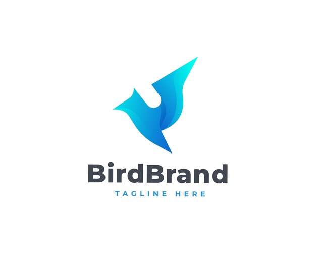 Diseño de logotipo de pájaro volador moderno Ilustración de vector de pájaro estilizado degradado