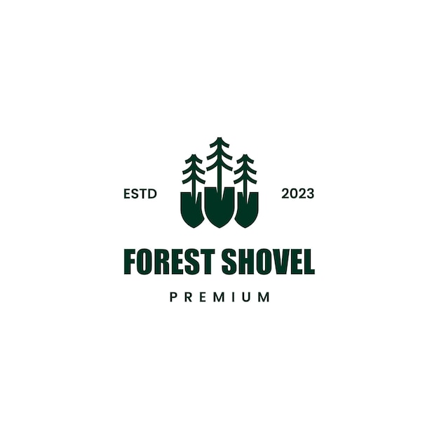 diseño del logotipo de la pala forestal en un fondo aislado