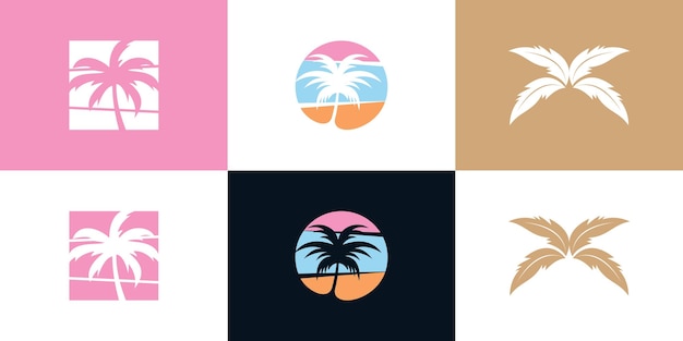 Diseño del logotipo de la palmera concepto creativo Premium Vector