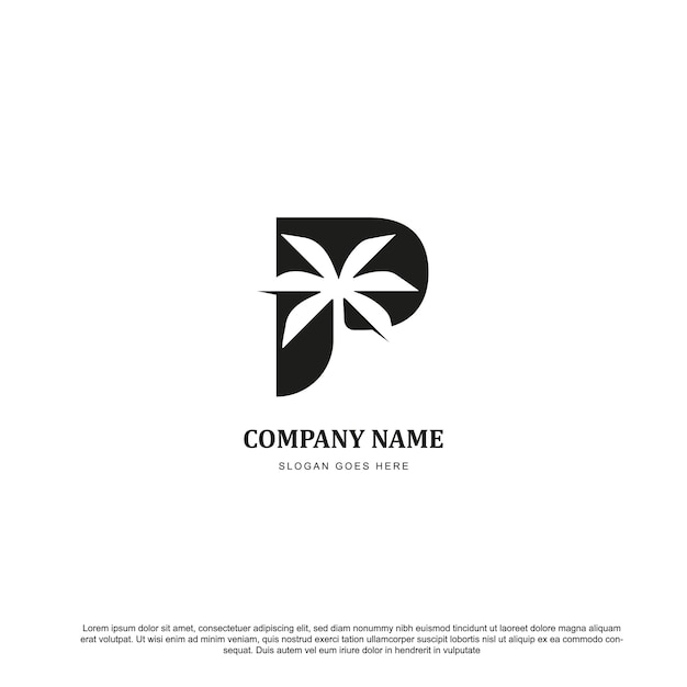 Diseño de logotipo de palmera letra P