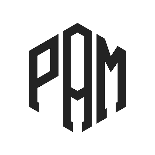 Diseño del logotipo PAM Letra inicial PAM Monograma Logotipo con forma de hexágono