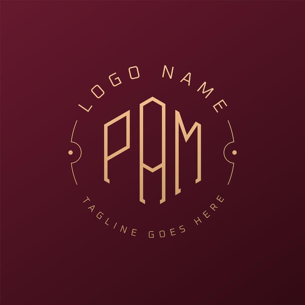 Diseño de logotipo PAM de lujo Letra elegante PAM Monograma Logotipo minimalista Poligono PAM Template de diseño de logotipo