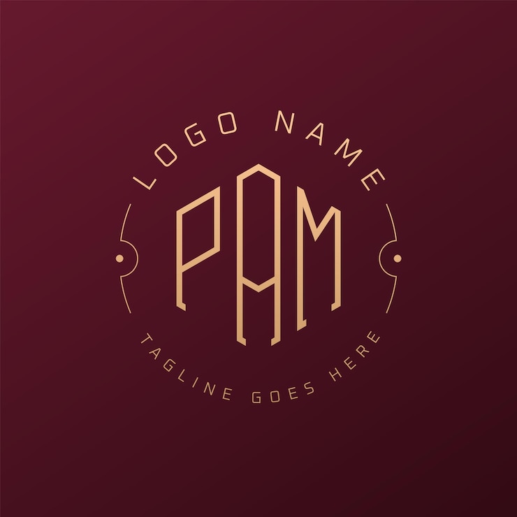 Vector diseño de logotipo pam de lujo letra elegante pam monograma logotipo minimalista poligono pam template de diseño de logotipo