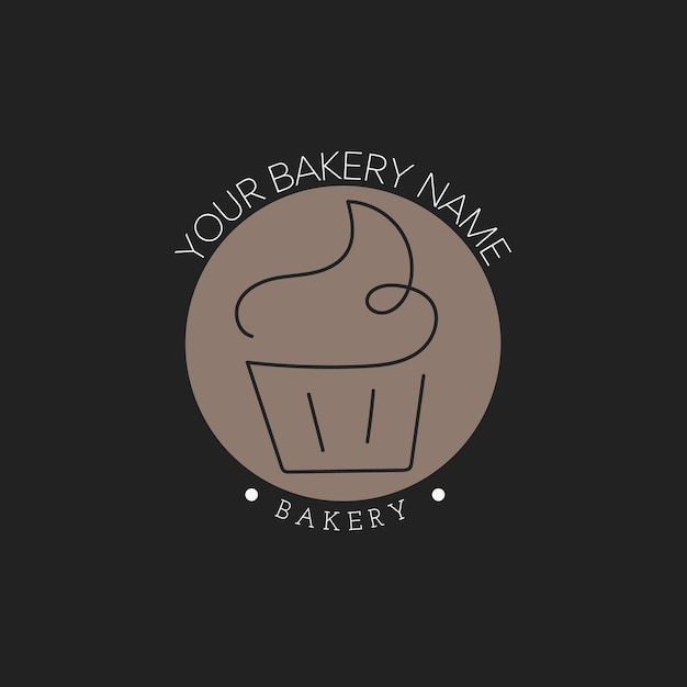 Diseño de logotipo de panadería de arte lineal ilustrado