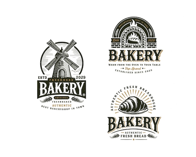 Diseño del logotipo de la panadería de pan vintage para una empresa de bebidas